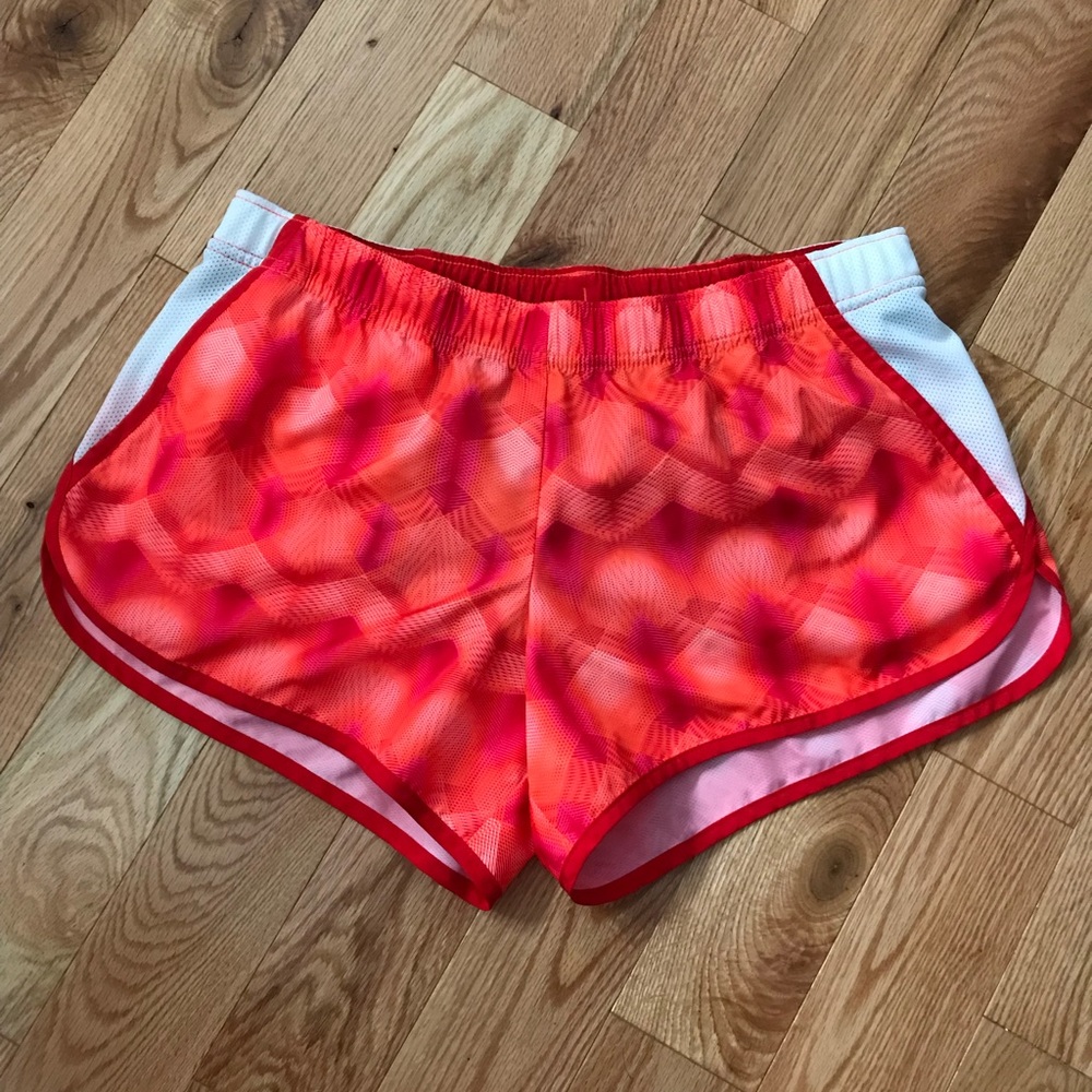 Orange printed short shorts